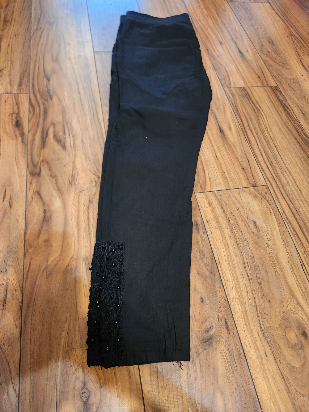 Black Embellished Hem Straight Pants Indian Pakistani Salwar Kameez Anarkali